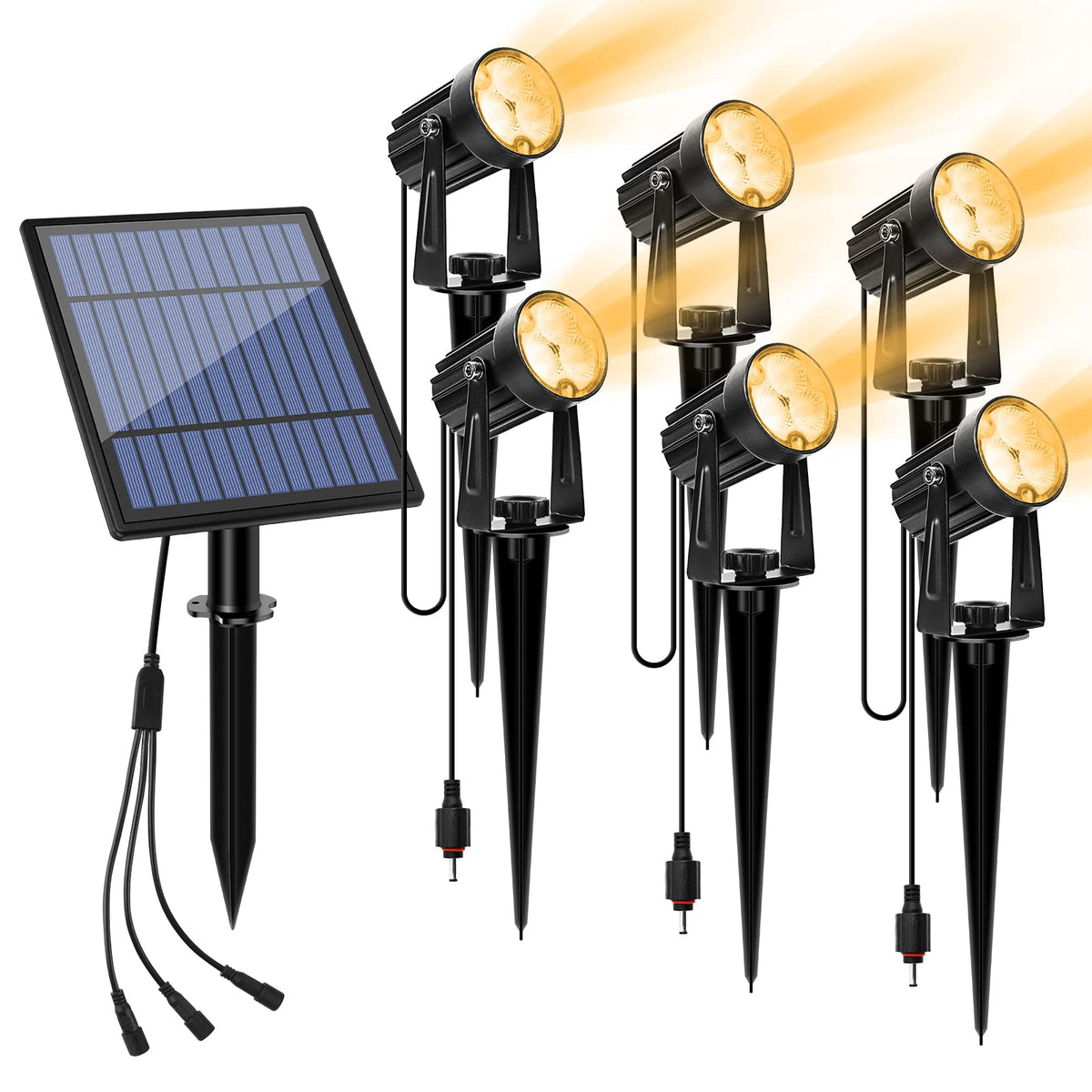 APONUO metal outdoor solar landscape light delivers warm white yard illumination.