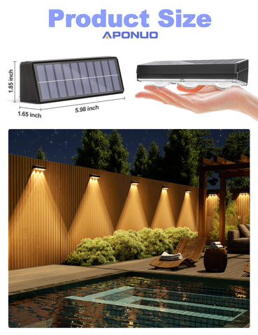 APONUO fence lights install easily with screws or adhesive