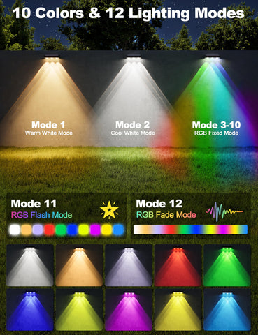 APONUO solar fence light with RGB modes creates festive ambience