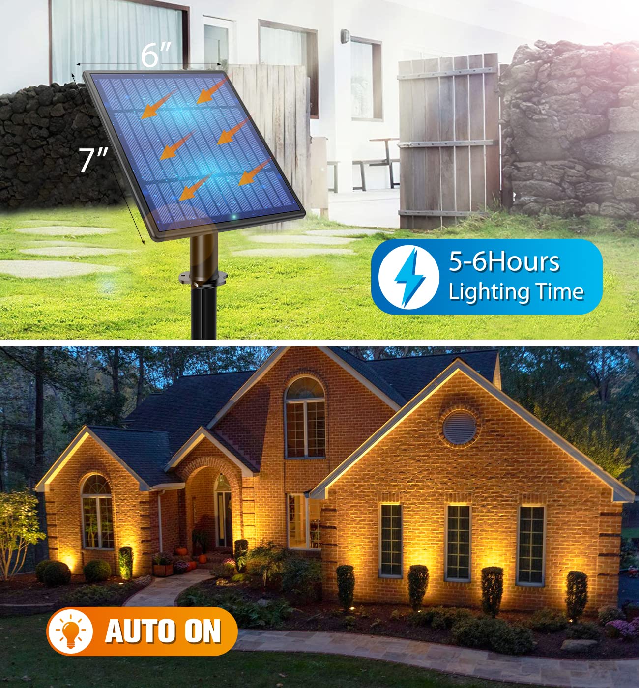 APONUO solar landscape light installed in-ground provides easy path lighting.