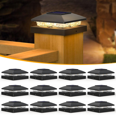 APONUO solar post cap light with adapters for 4x4 posts, easy installation.