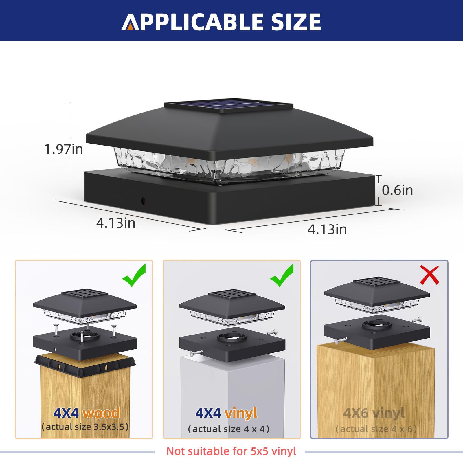 APONUO post cap light shows 8 LED beads for warm 3000K glow.