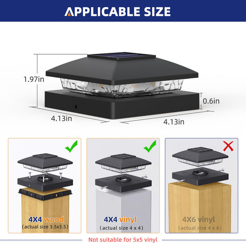 APONUO post cap light shows 8 LED beads for warm 3000K glow.
