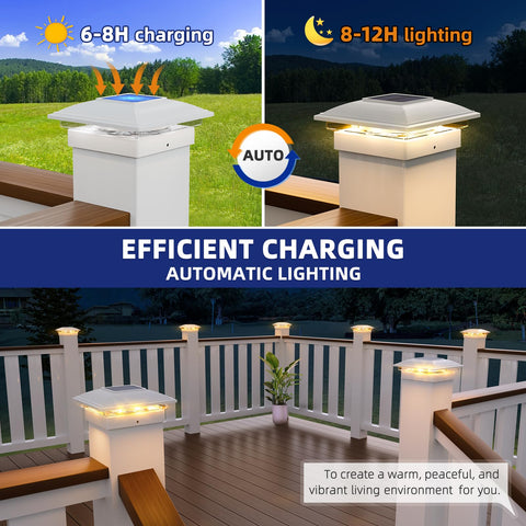 APONUO deck ambient lighting on railing posts to enhance outdoor evenings