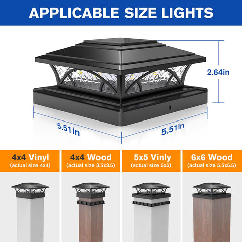 APONUO tool-free installation post cap light on wooden post