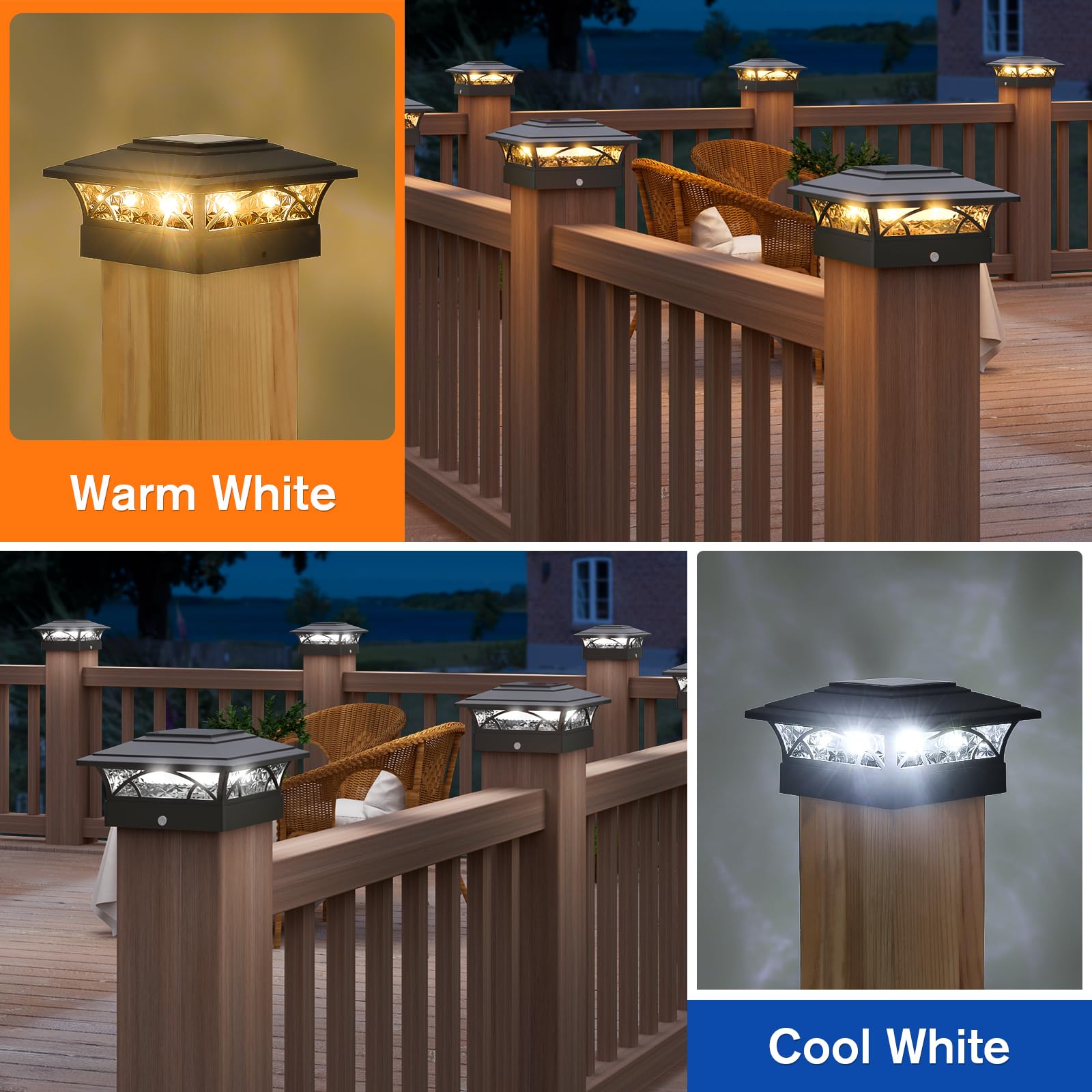 APONUO post cap lights with warm and cool mode for atmosphere and visibility