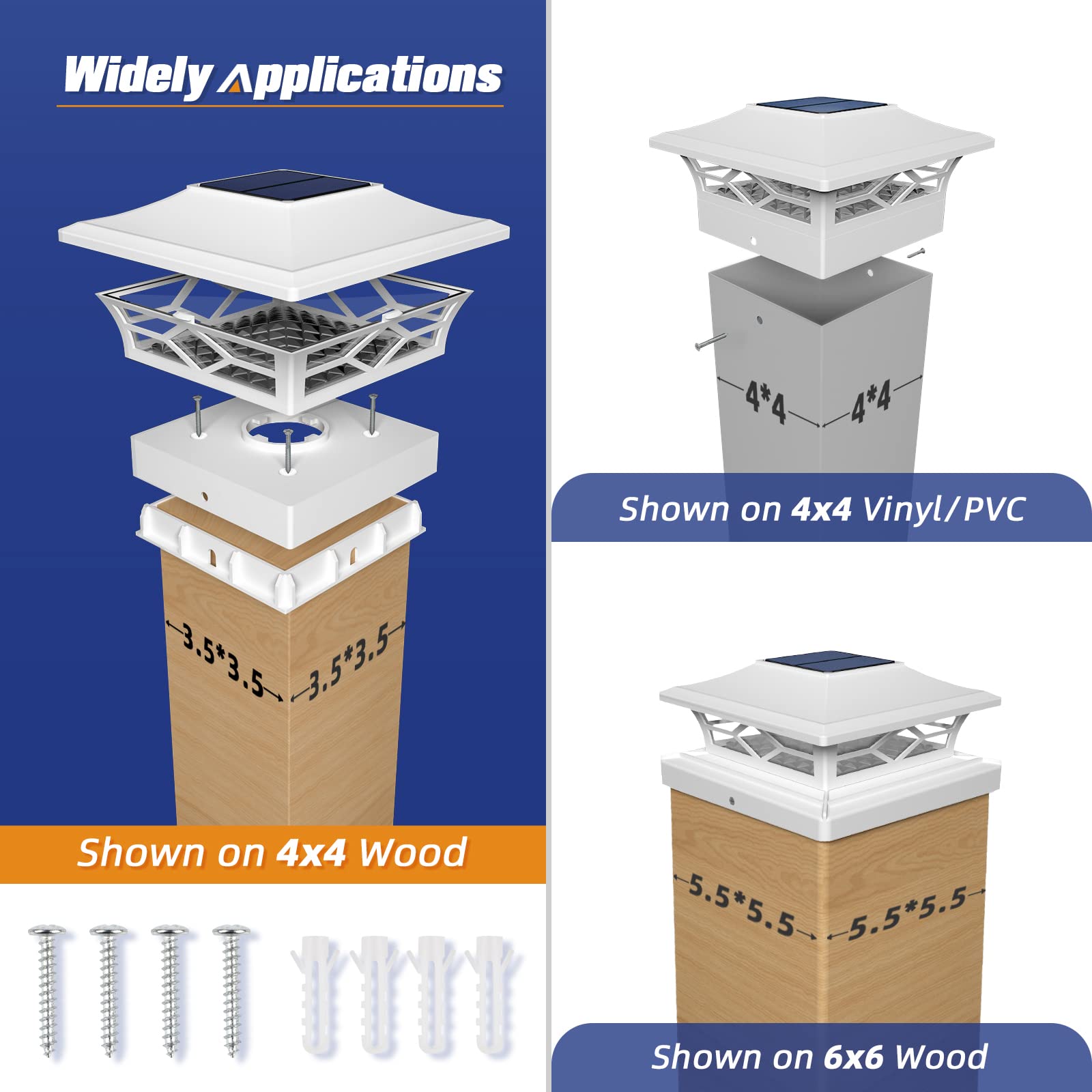 Warm white mode on 4x4 posts along a garden path