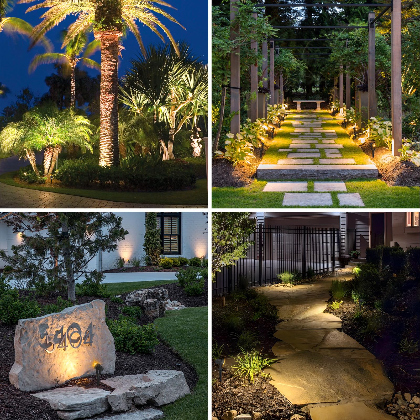 APONUO solar spot light wall-mounted along a fence with warm illumination.