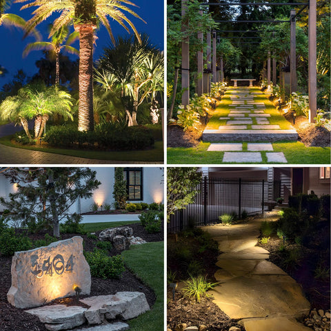 APONUO solar spot light wall-mounted along a fence with warm illumination.