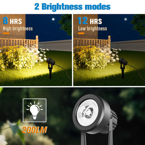 APONUO solar spot light casting a warm white beam across a tree.