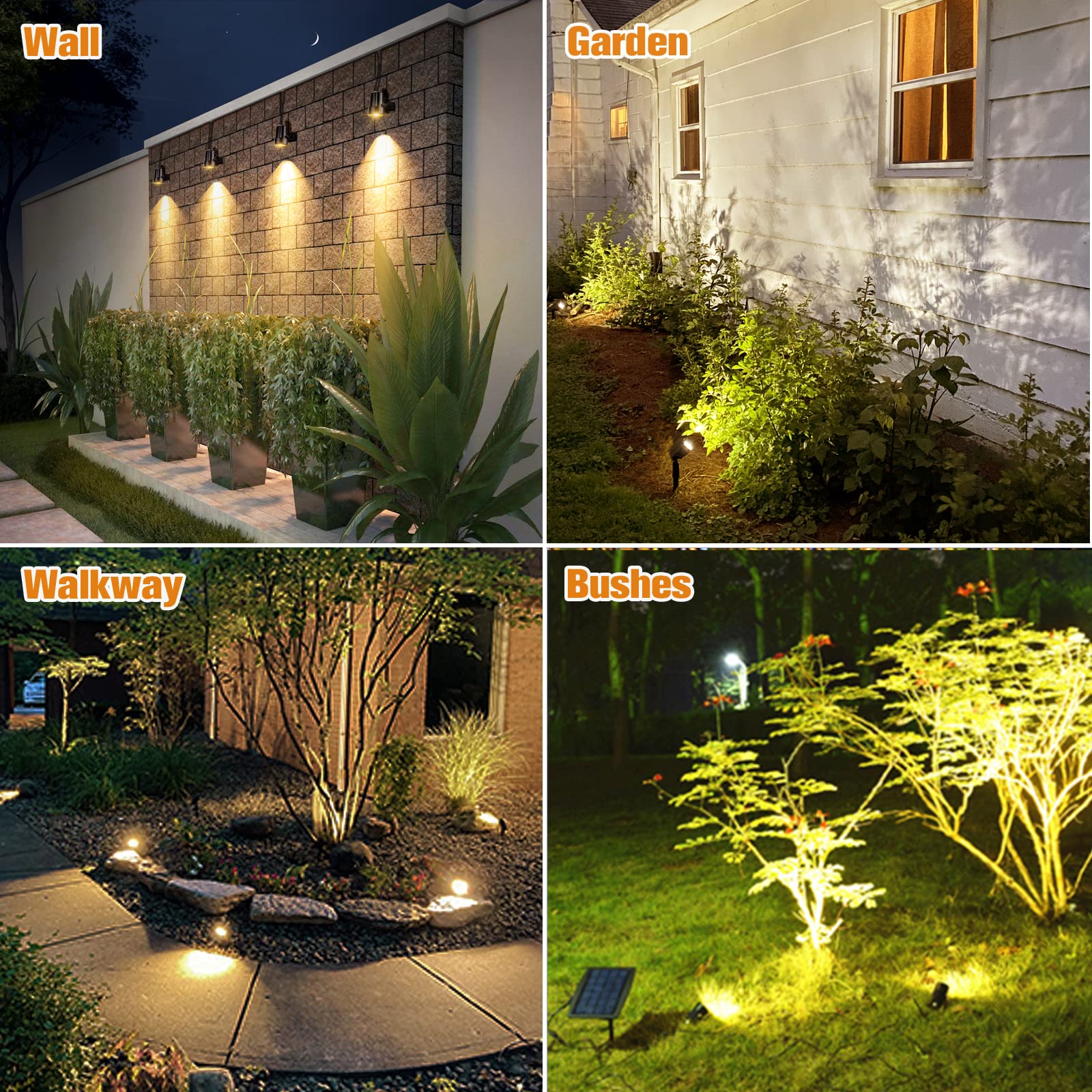 APONUO solar spotlight on wall mount offers versatile outdoor lighting.