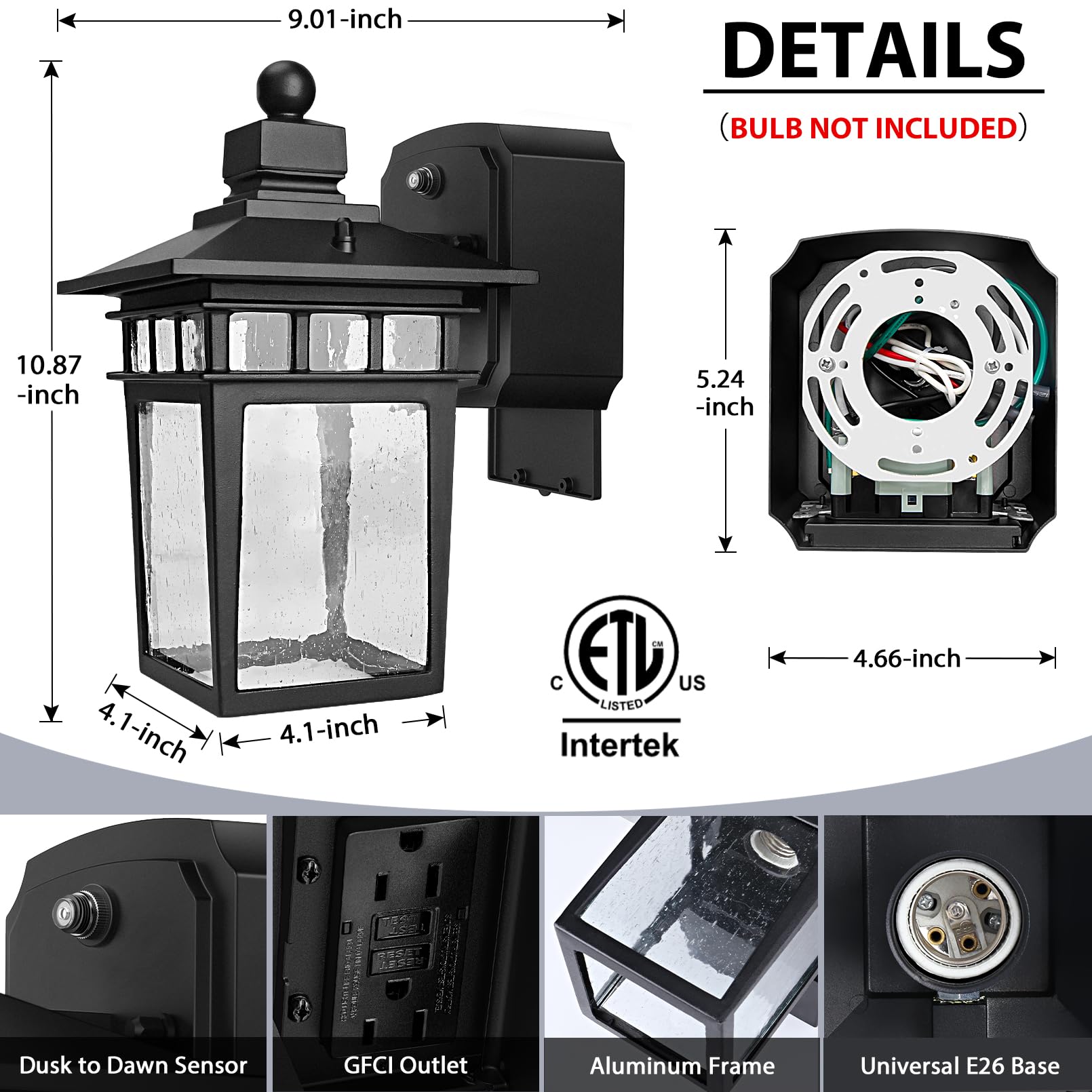 APOTO front-door exterior light enhances curb appeal during evening hours.