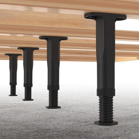 Appacare adjustable bed legs demonstrate custom height capability on uneven floors.