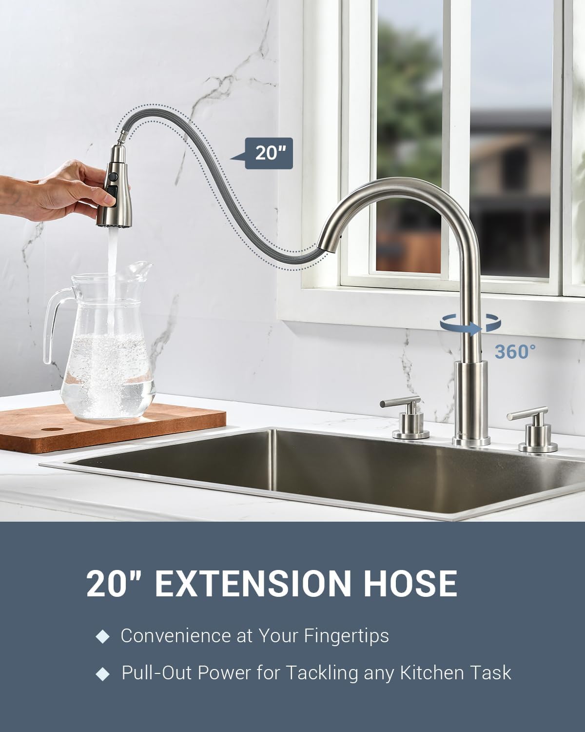 APPASO compatibility for 3-hole or 4-hole sinks simplifies mounting.