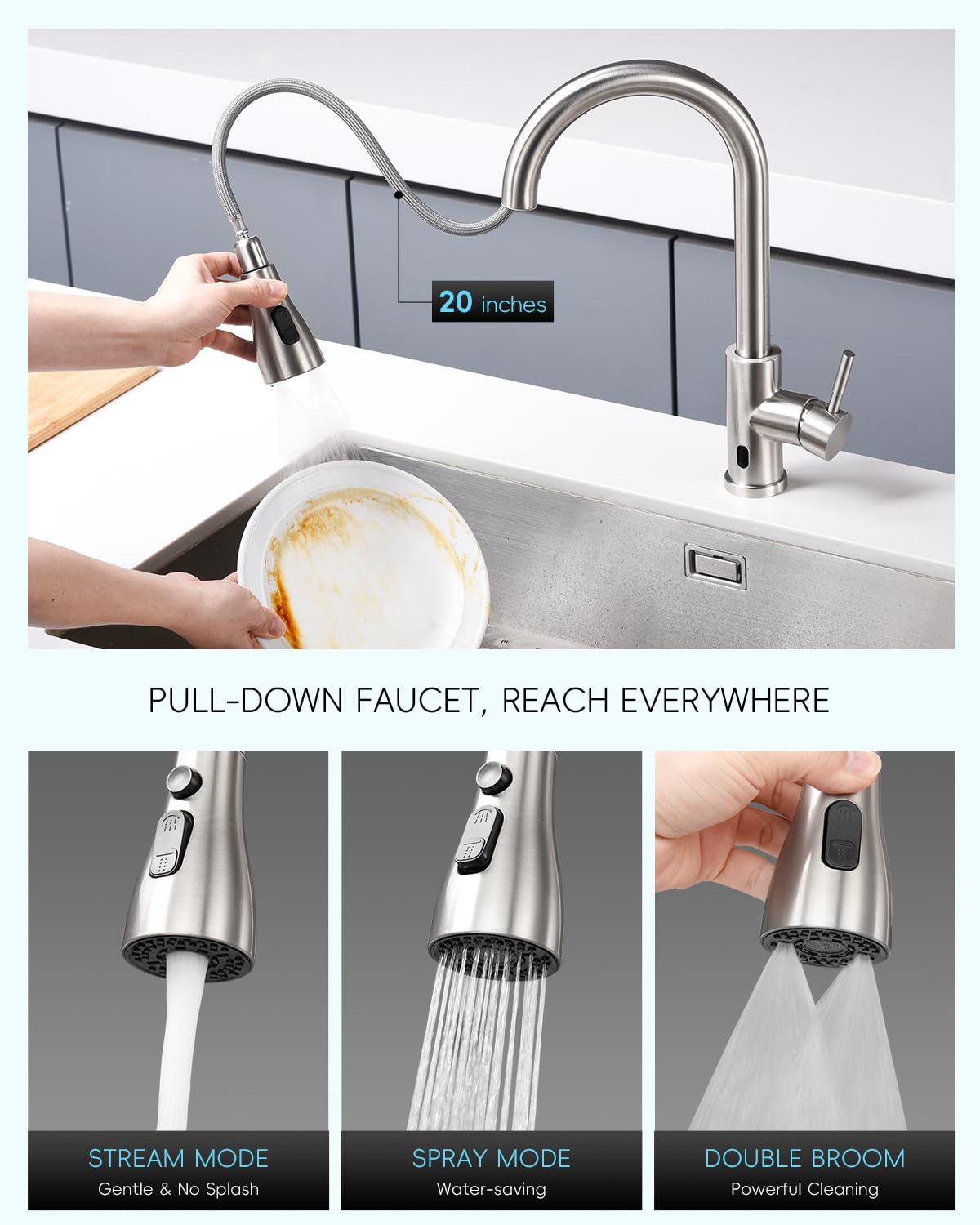 SUS 304 stainless steel construction, durable and easy to wipe clean.