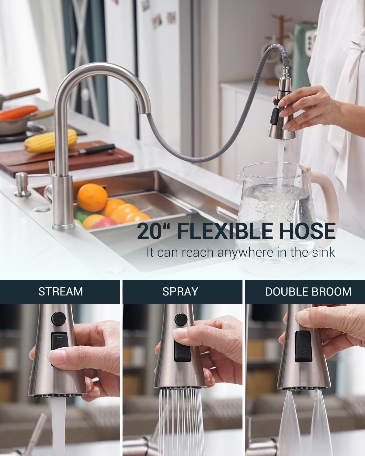 APPASO 3 modes cleaning transition between gentle stream and wide spray.
