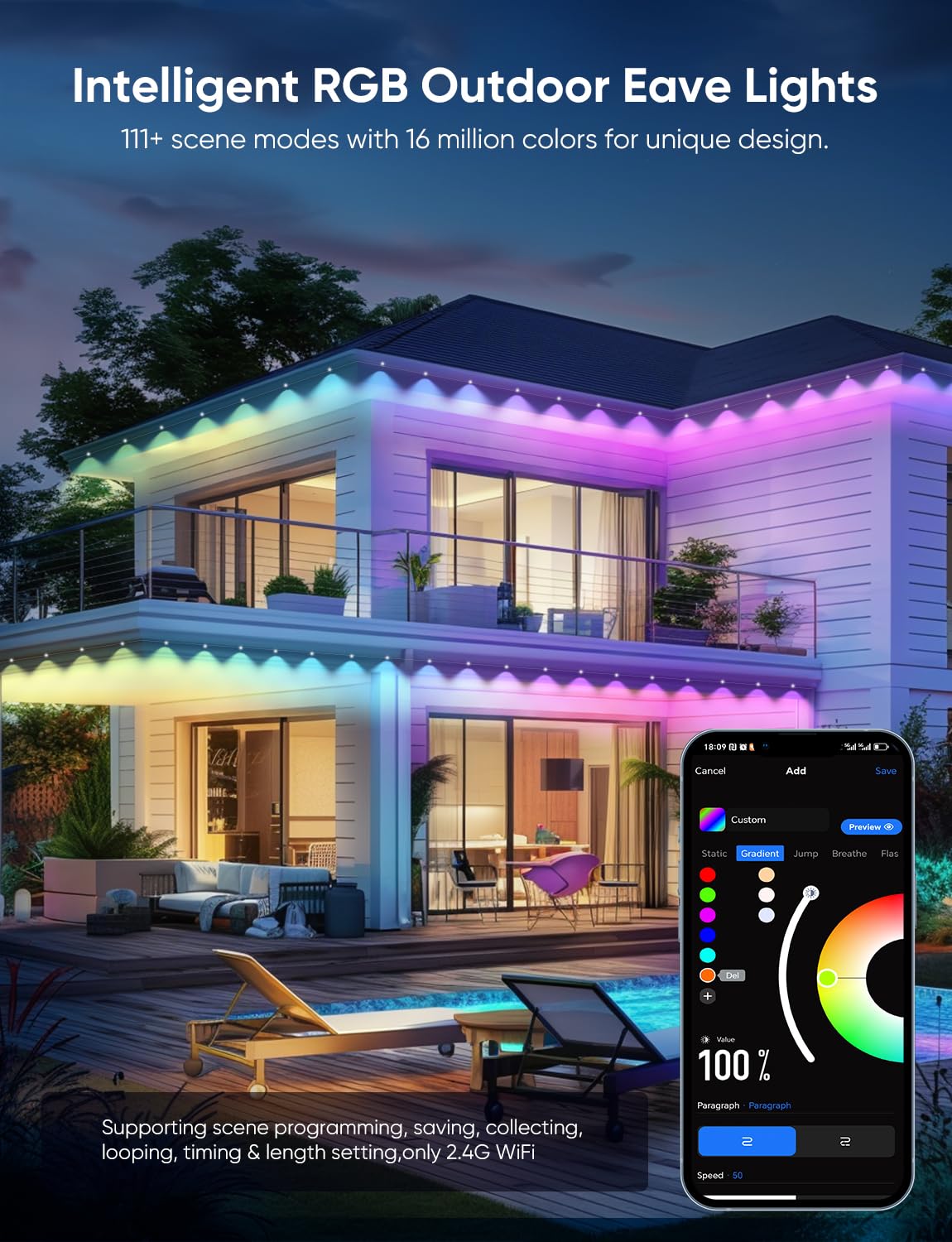 APPECK 111 scene modes LED strip for customizable holiday lighting
