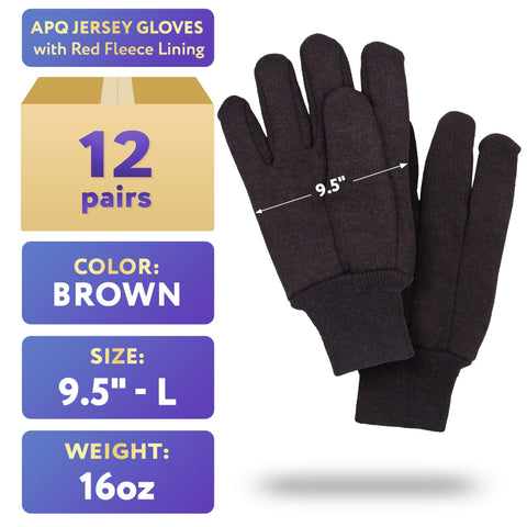 APQ Supply pack of 24 brown jersey gloves for versatile work.