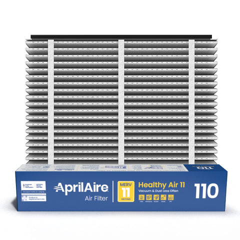Aprilaire 110 filter front view, compact MERV 11 filtration for cleaner air.