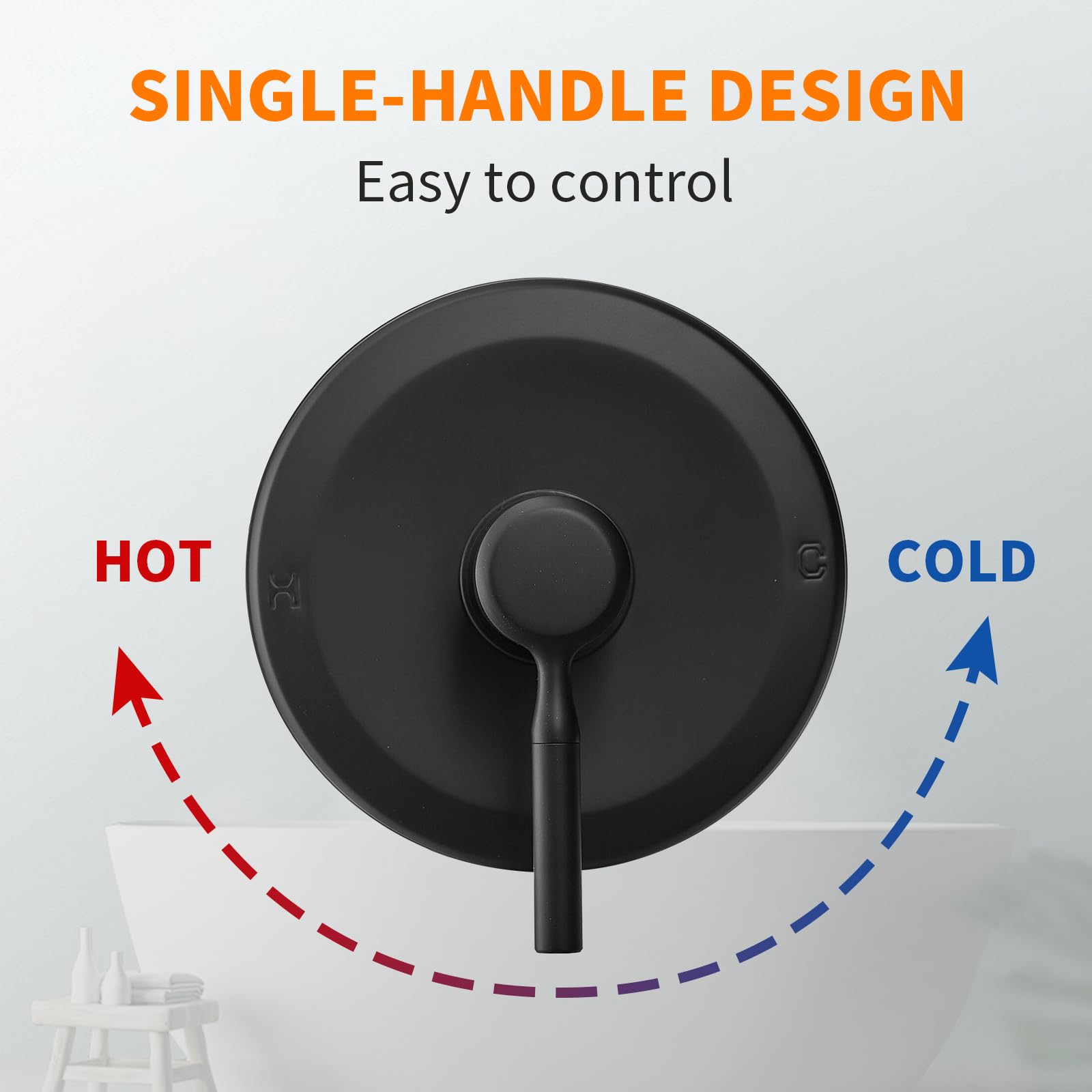 APROMOOM black shower head and handle set for modern bathrooms