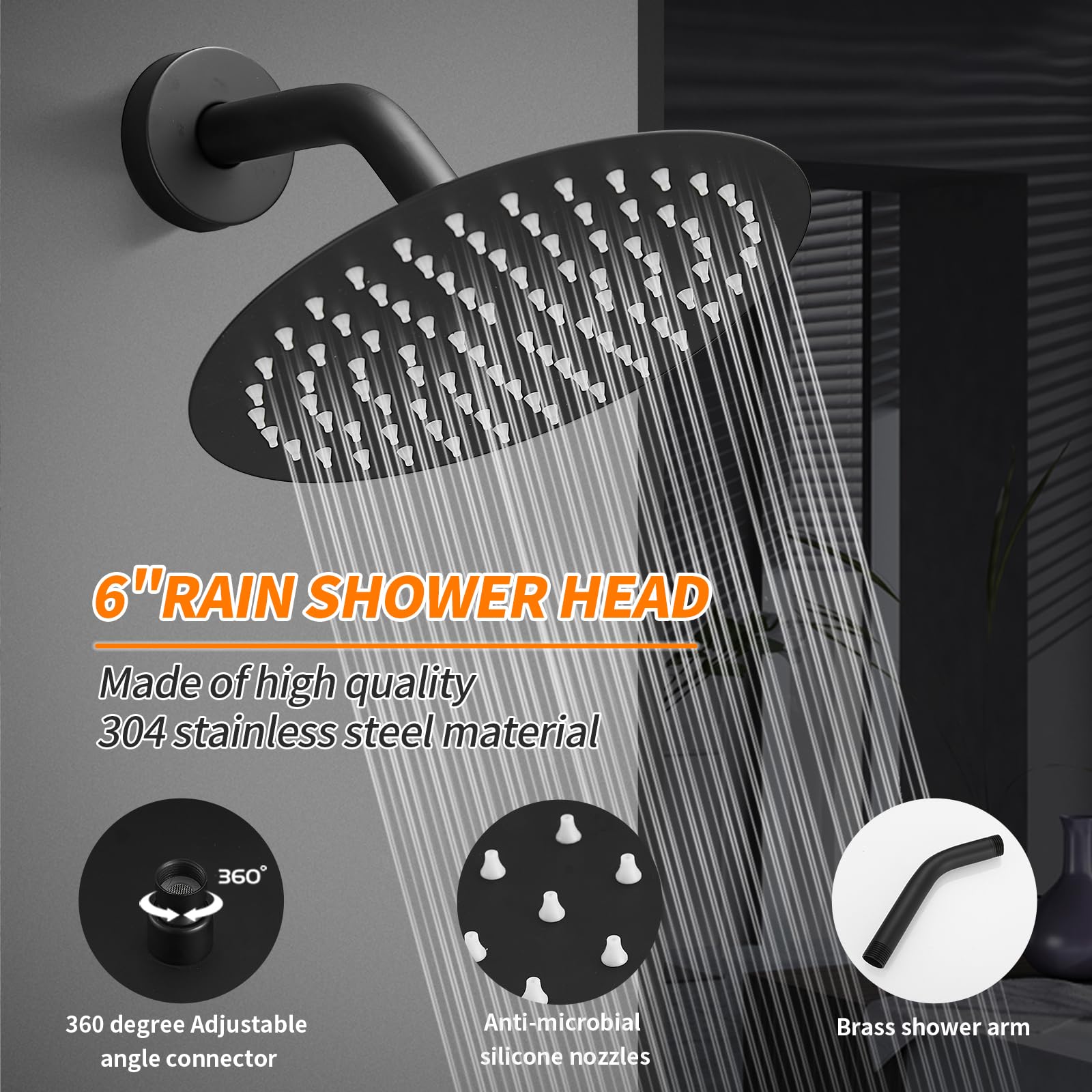 APROMOOM universal half-inch NPT shower arm for simple attachment