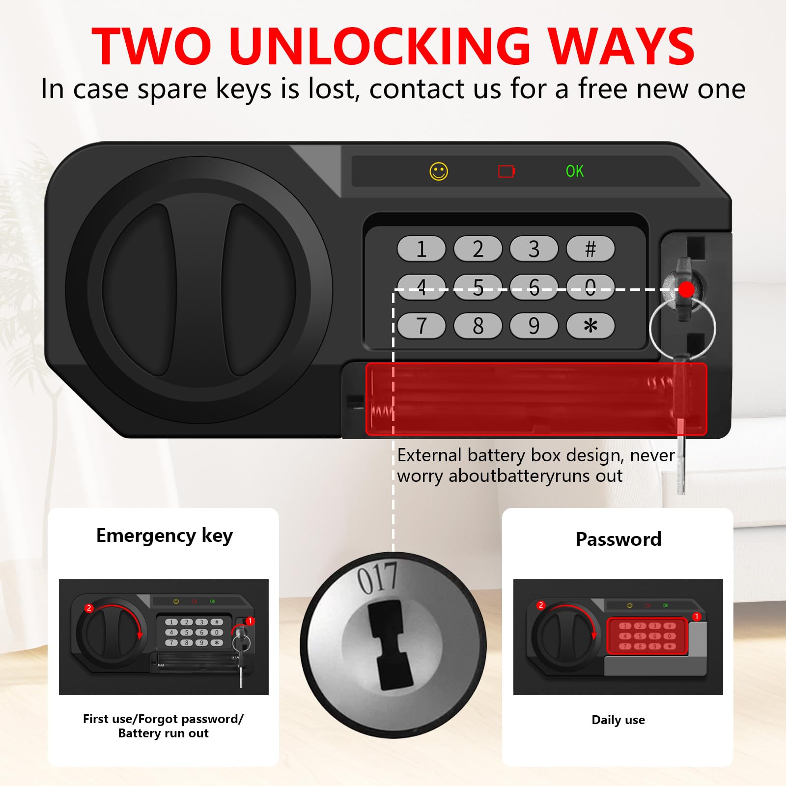 Aprxuvot safe box alarm system with silent mode feature