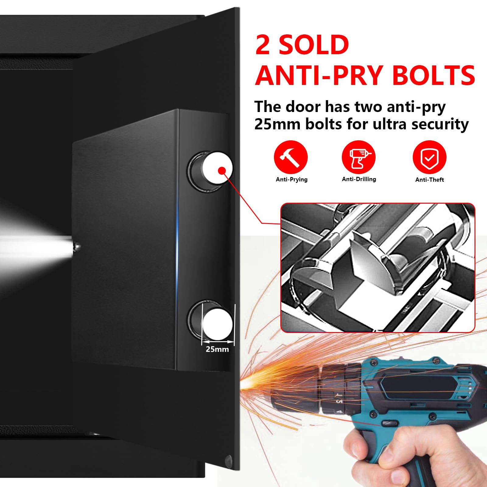 Aprxuvot safe box dual bolt hardware for strong protection