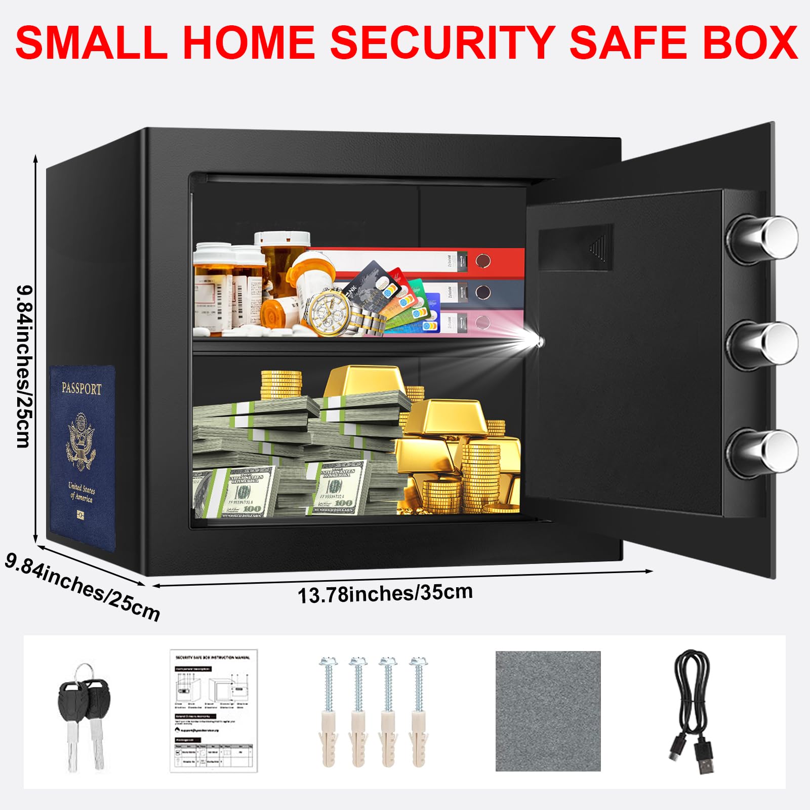 Aprxuvot safe with digital keypad for quick daily access to belongings.