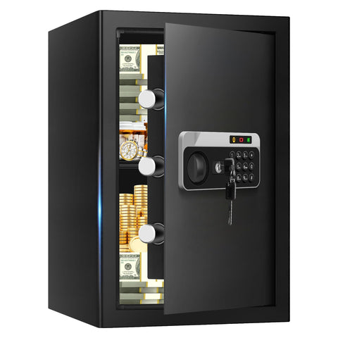 Aprxuvot 3.3 cu ft safe front view, sturdy steel construction for secure storage.
