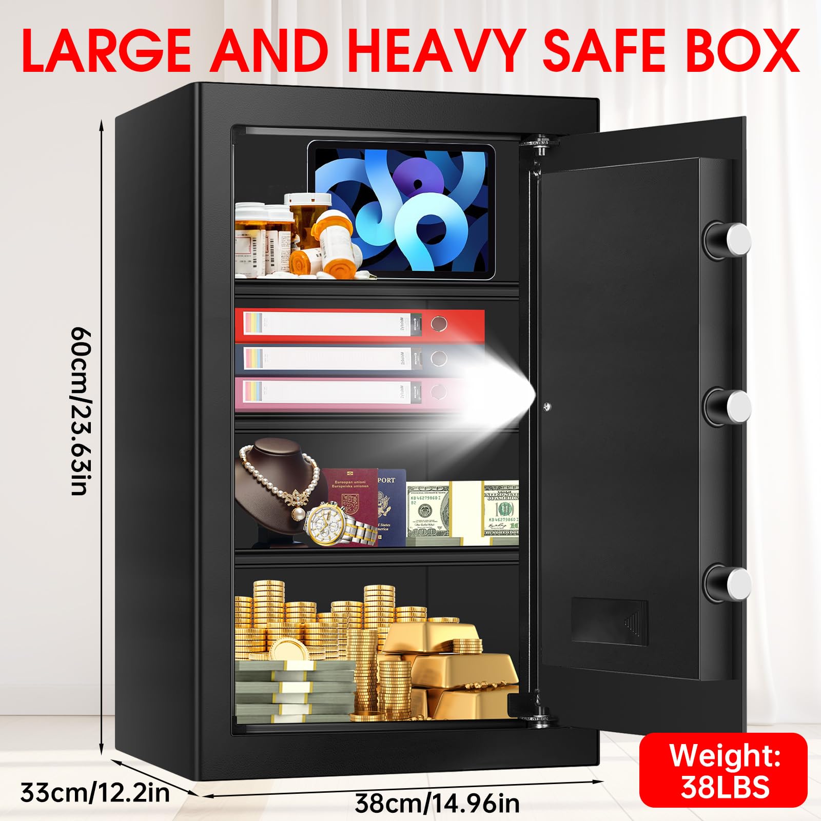 Aprxuvot 5.2 cu ft safe digital keypad enables quick, controlled access