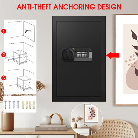 Aprxuvot 5.2 cu ft safe pre-drilled holes allow secure mounting