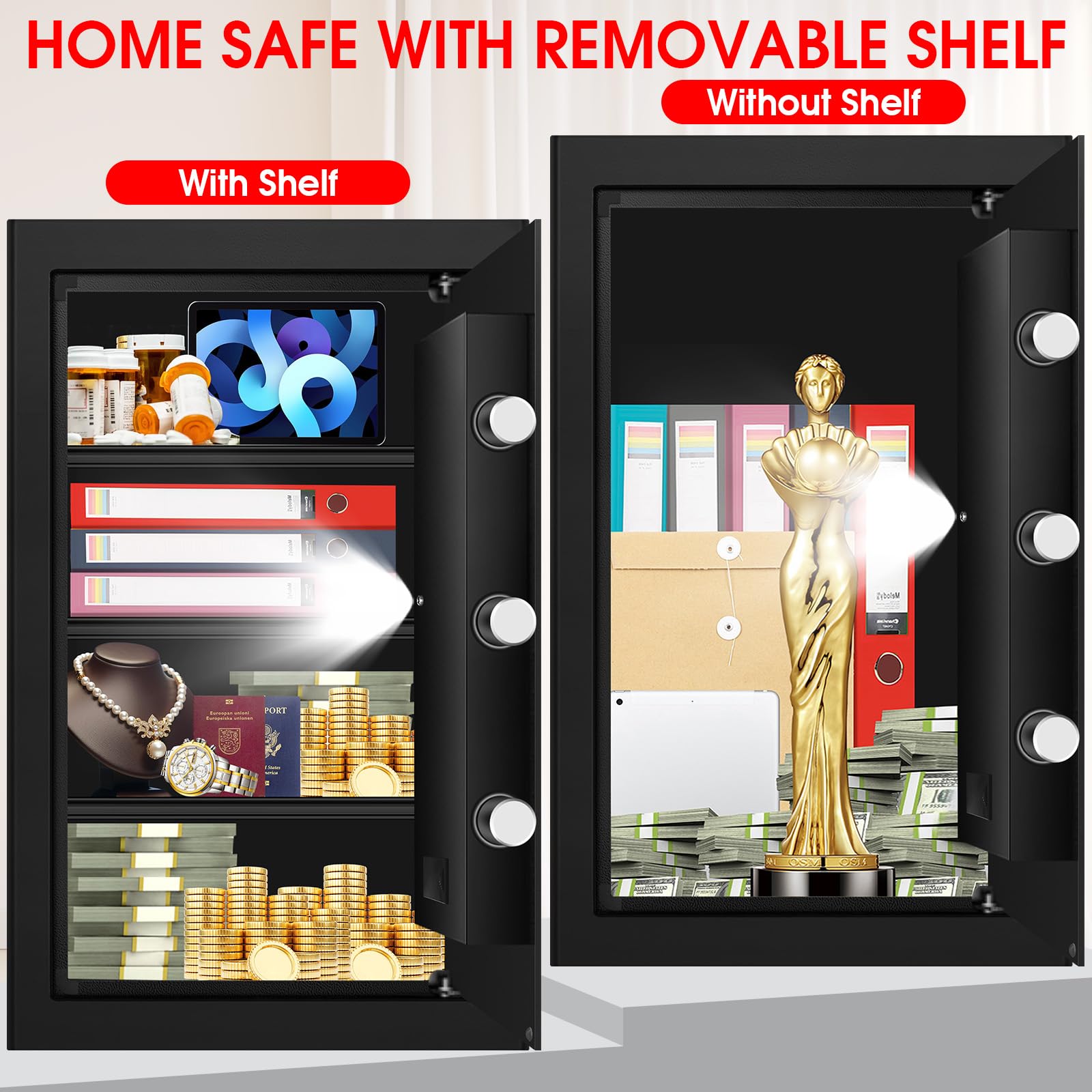 Aprxuvot 5.2 cu ft safe mute mode keeps access discreet