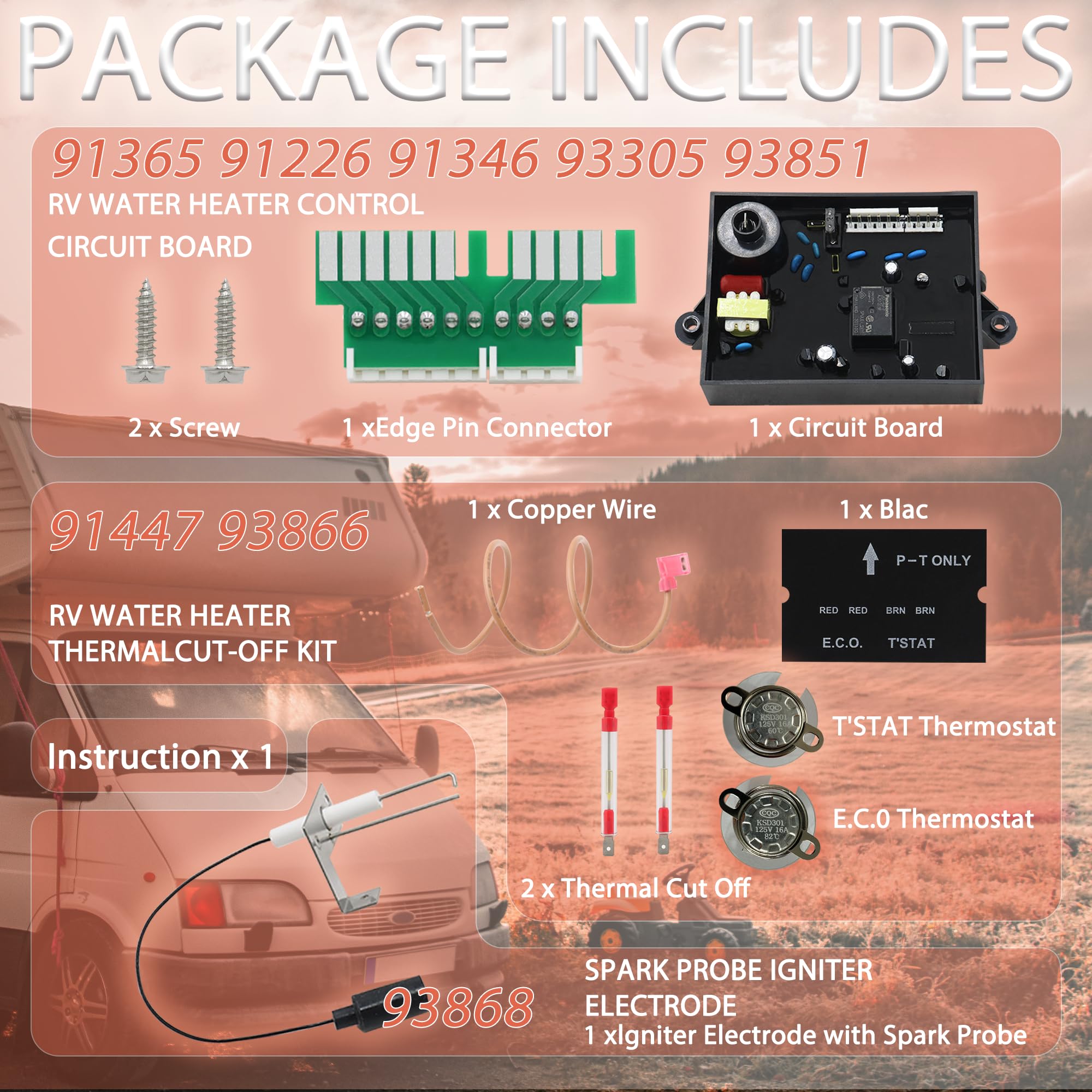 APSFY 3-in-1 repair kit components close-up for faster ignition and longer heater life.