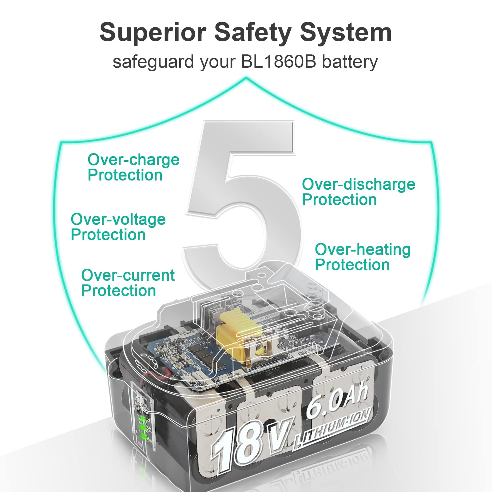 APTOOLER 6.0Ah battery pack side profile for balanced tool handling.
