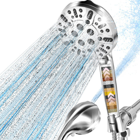 AQANakki filtered shower head with handheld for flexible rinsing and purified water.