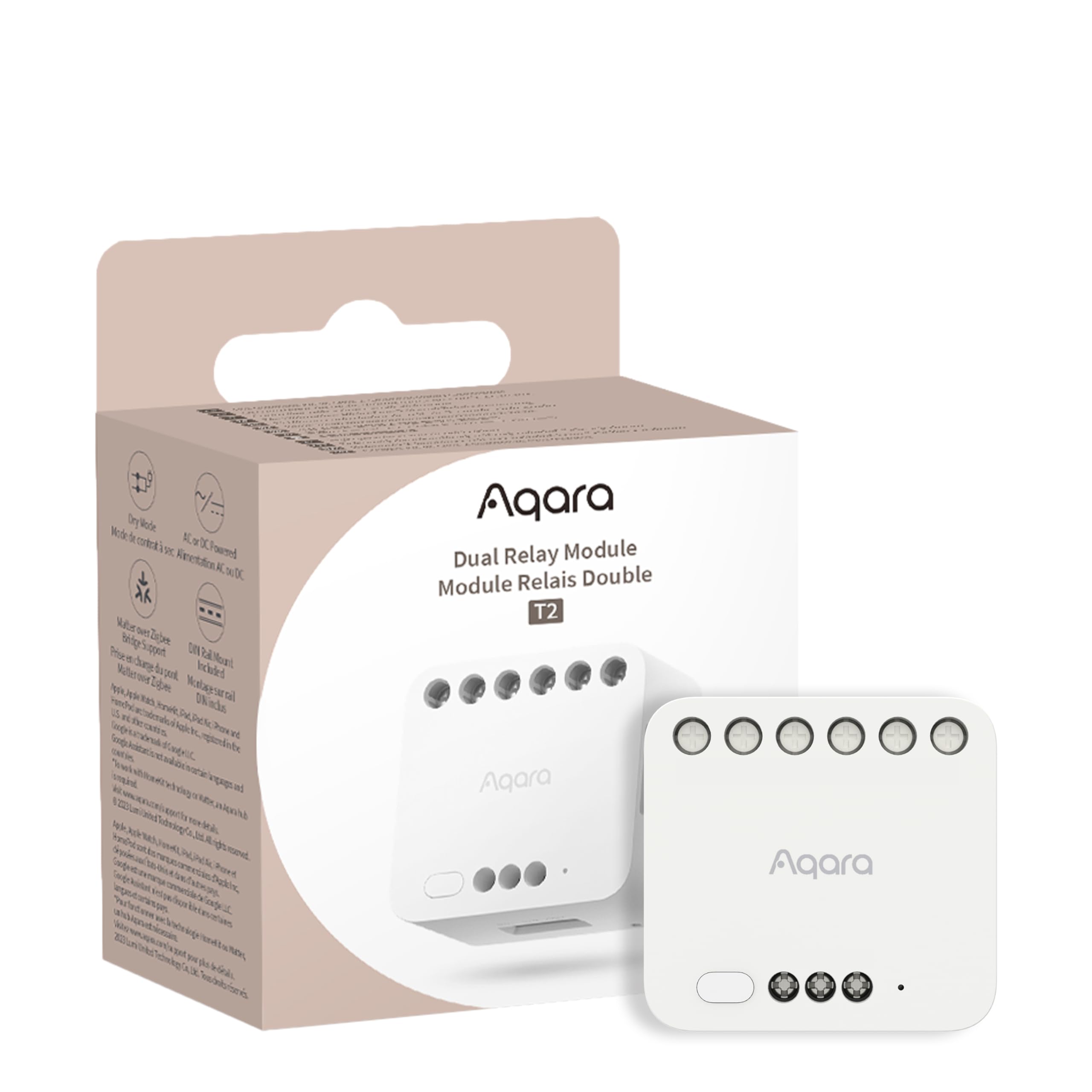 Aqara Dual Relay Module T2 front view ready for smart home integration
