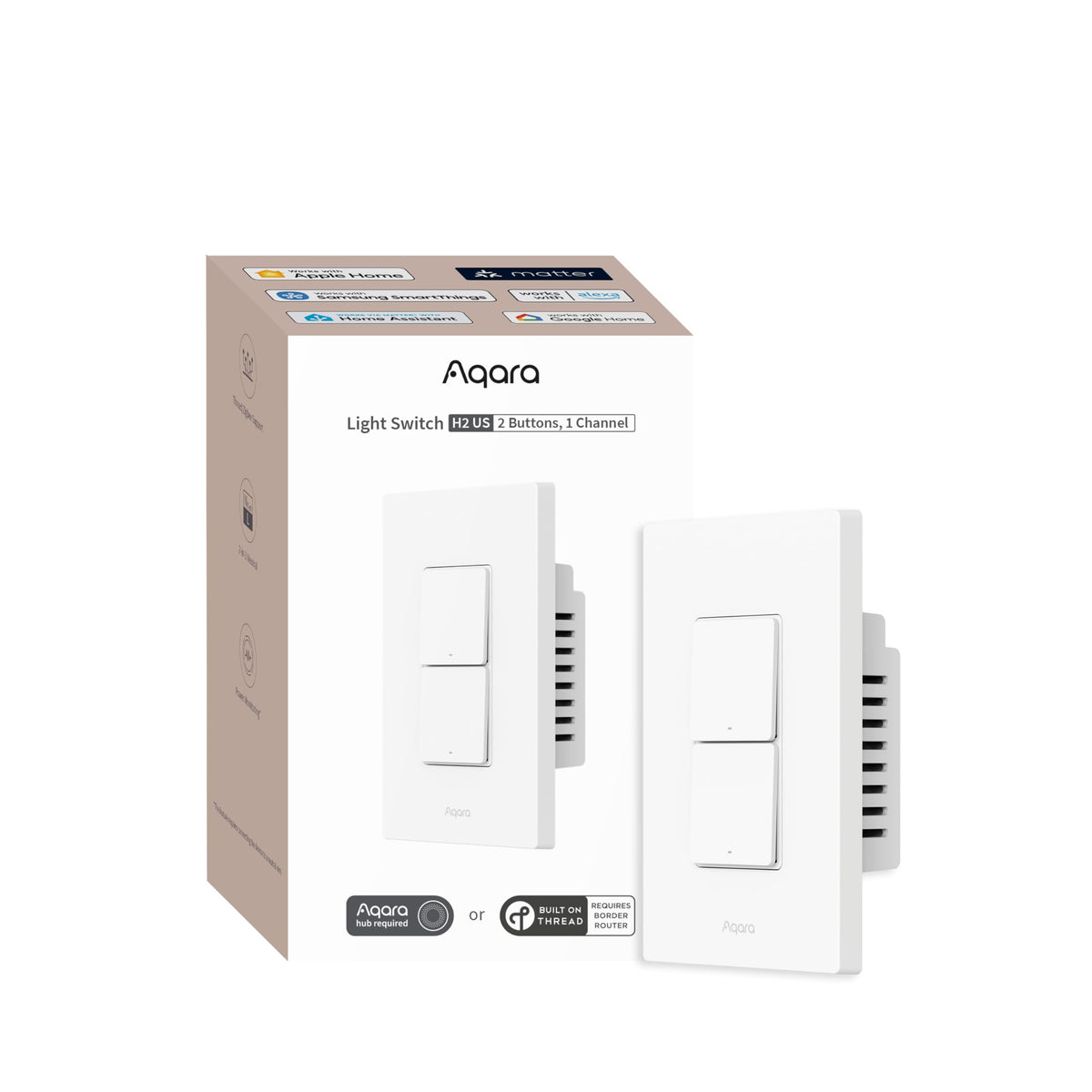 Aqara H2 two-buttons on-wall switch for multi-location lighting scenes.
