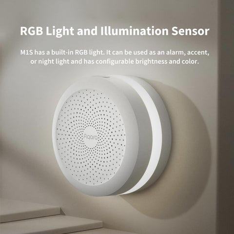 Aqara Hub M1S Gen 2 RGB LED diffuser adds ambient lighting and status cues.