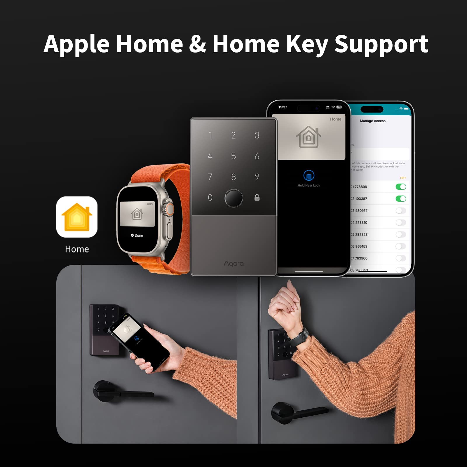 Aqara U100 fingerprint reader supports up to 50 fingerprints for convenient access.