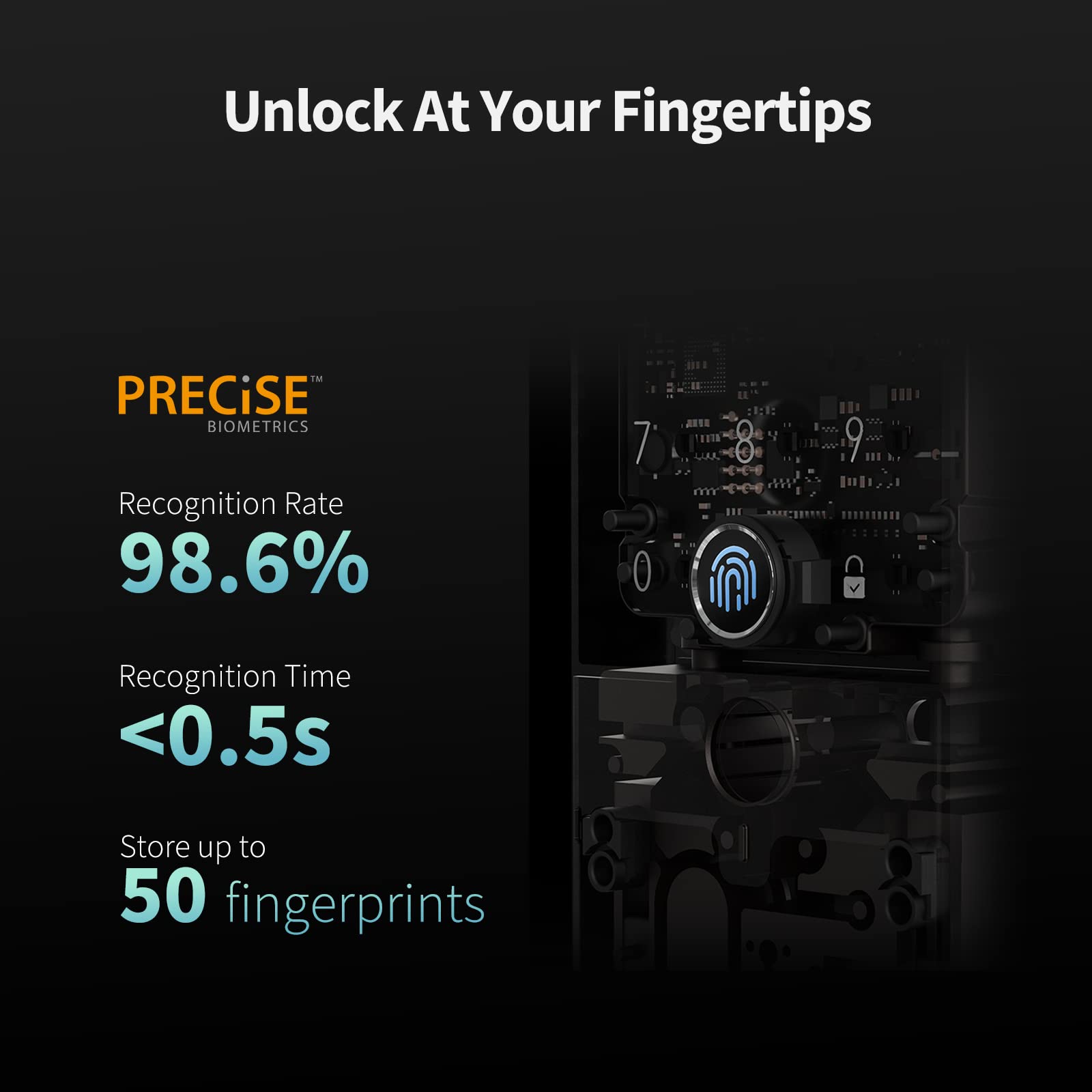 Aqara U100 keypad close-up for quick touchscreen PIN entry