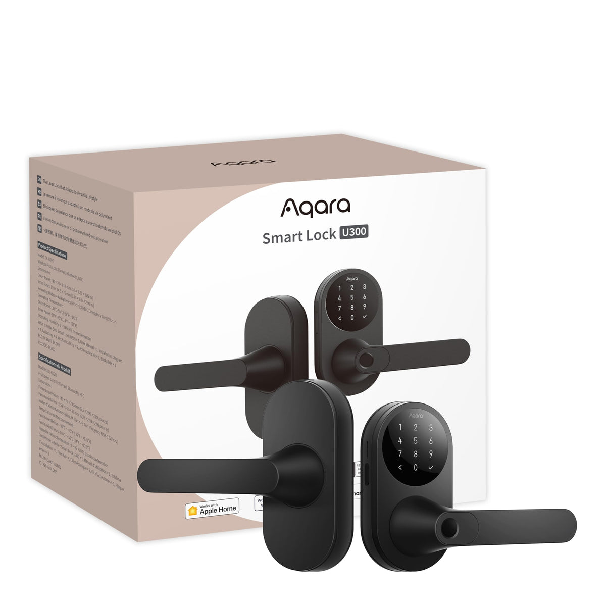 Aqara U300 smart lock on door handle for keyless entry