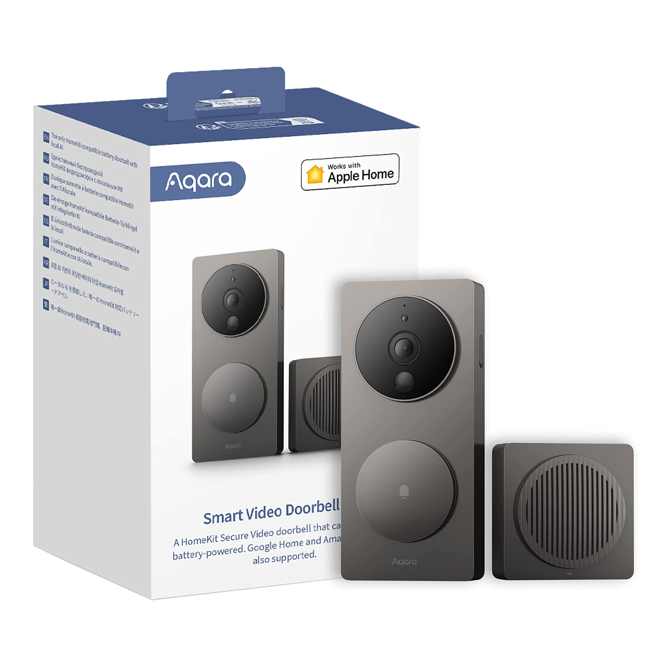 Aqara Video Doorbell G4 front view with 1080p clarity and local face recognition.