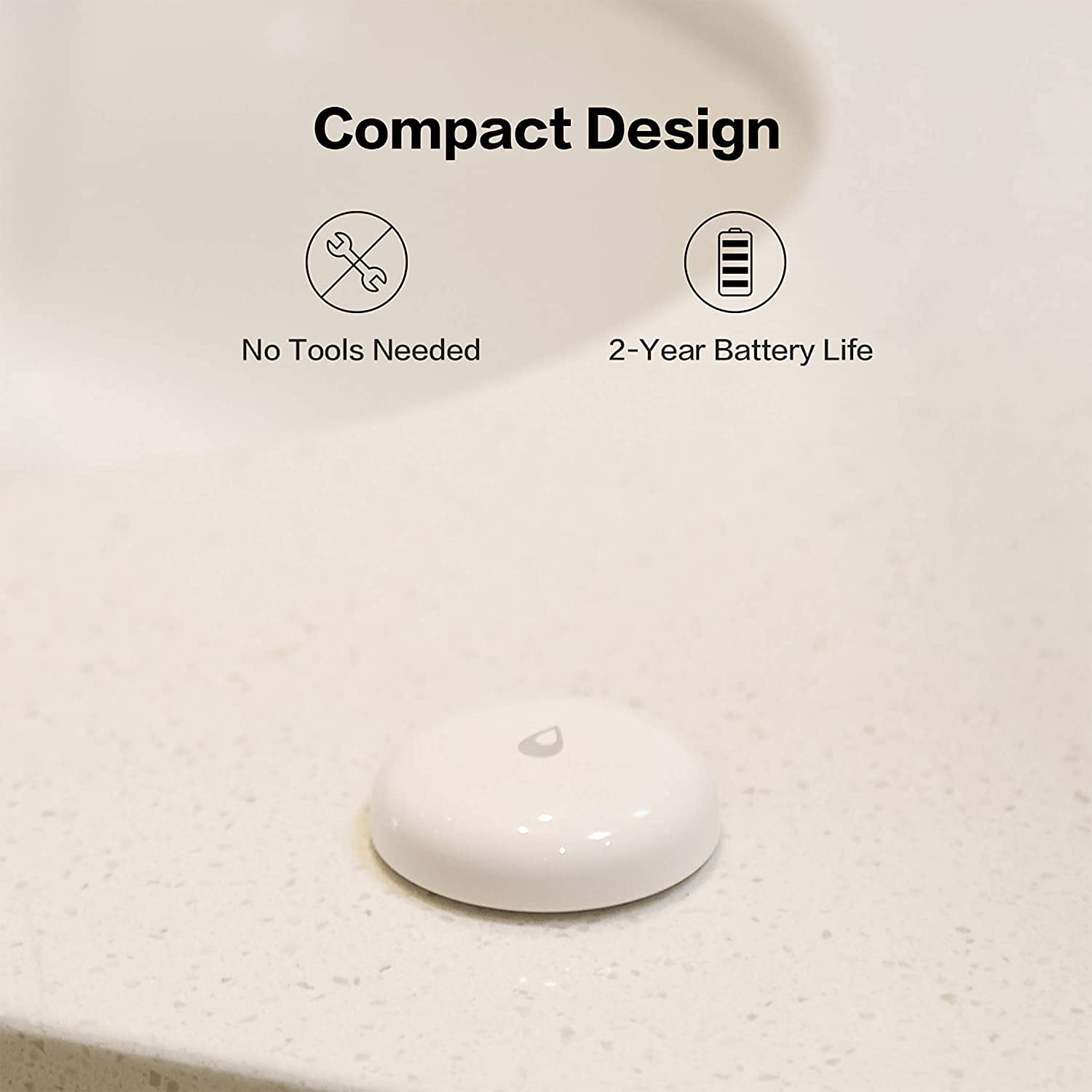 Aqara Water Leak Sensor IP67 housing demonstrates rugged waterproof protection