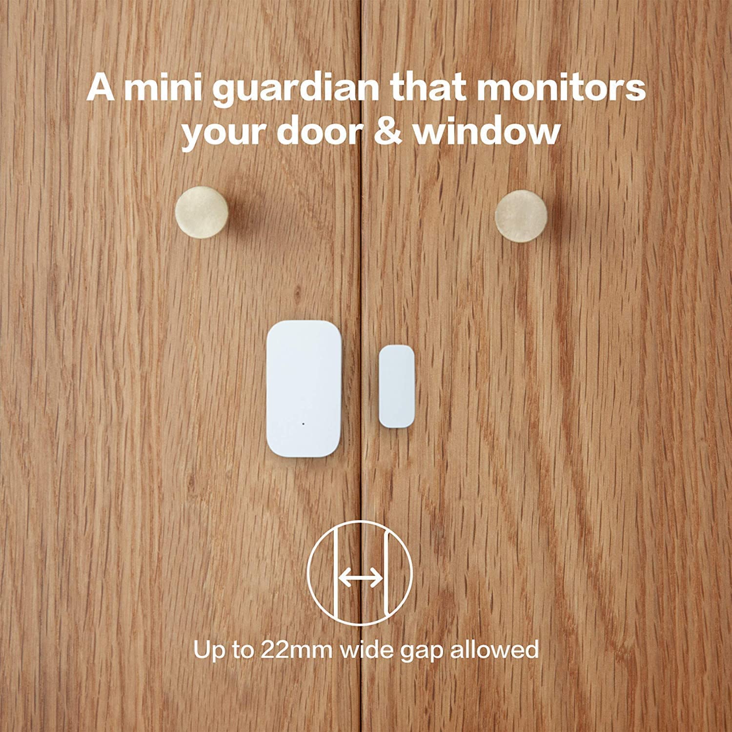 Sensor mounted on a cabinet or window frame showing versatile placement