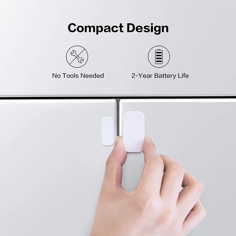 Sensor main unit mounted on a door illustrating discreet installation