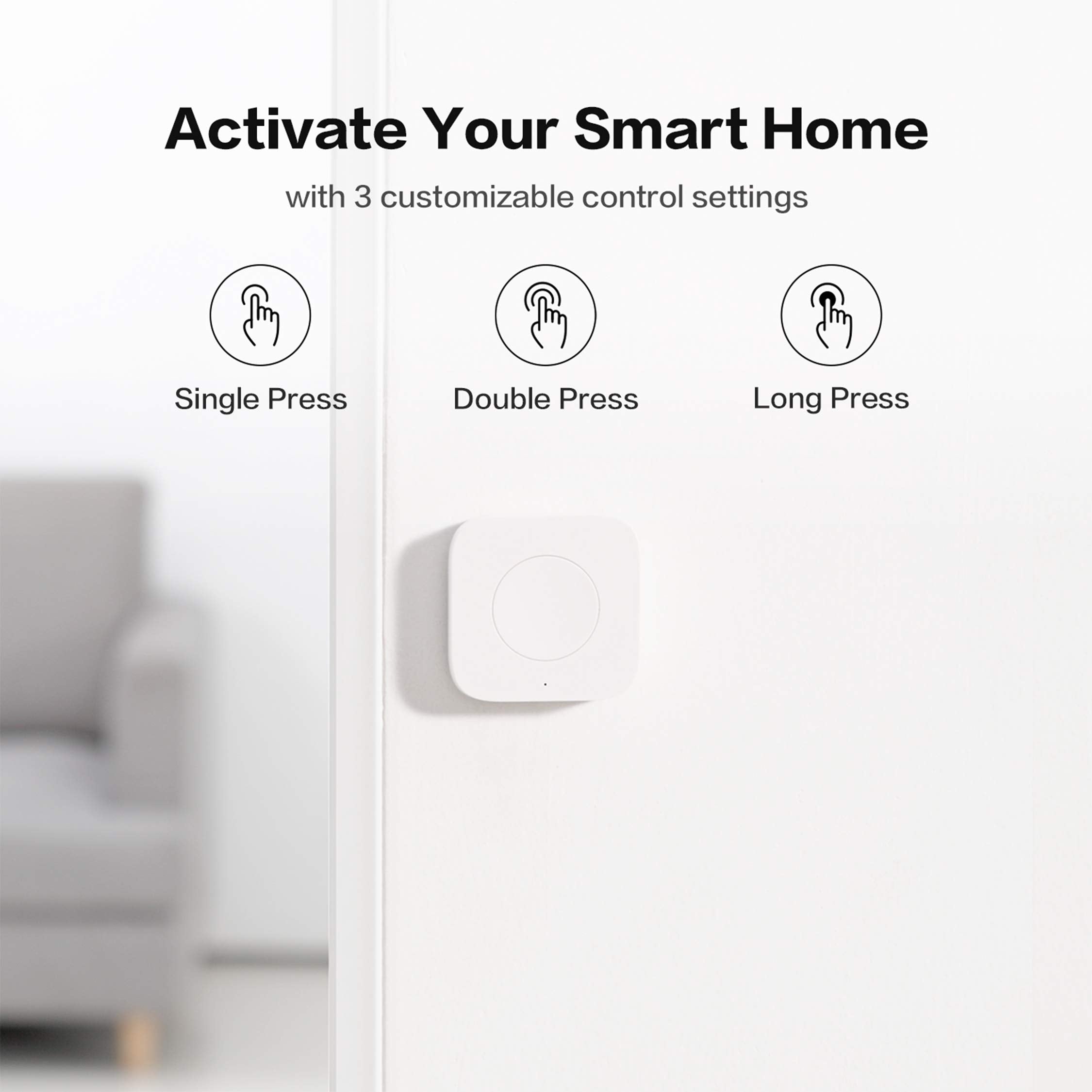 Aqara Zigbee Wireless Mini Switch single-press action activates a scene or device.
