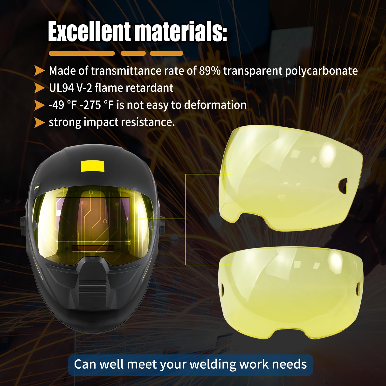 AQBB amber front lid lens for Sentinel A50 uses polycarbonate with high transmittance.