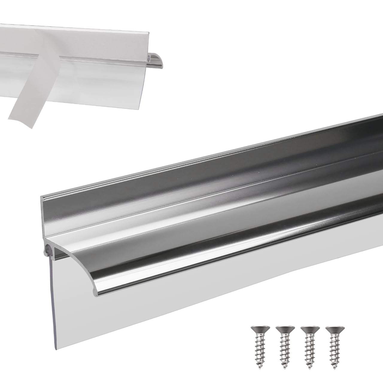 AQDD 25-inch chrome drip rail for framed showers enhances water control and a polished look.