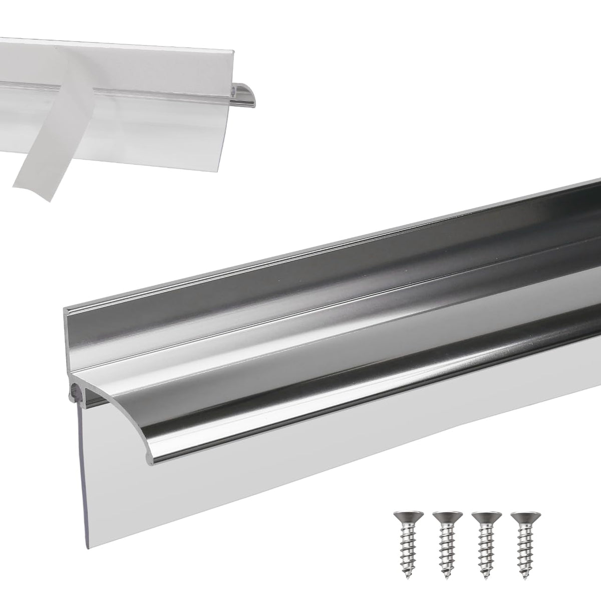 AQDD 25-inch chrome drip rail for framed showers enhances water control and a polished look.
