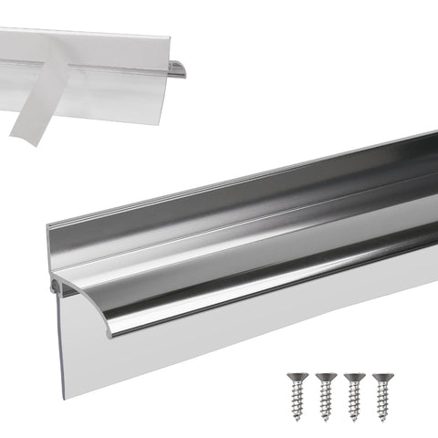 AQDD 25-inch chrome drip rail for framed showers enhances water control and a polished look.